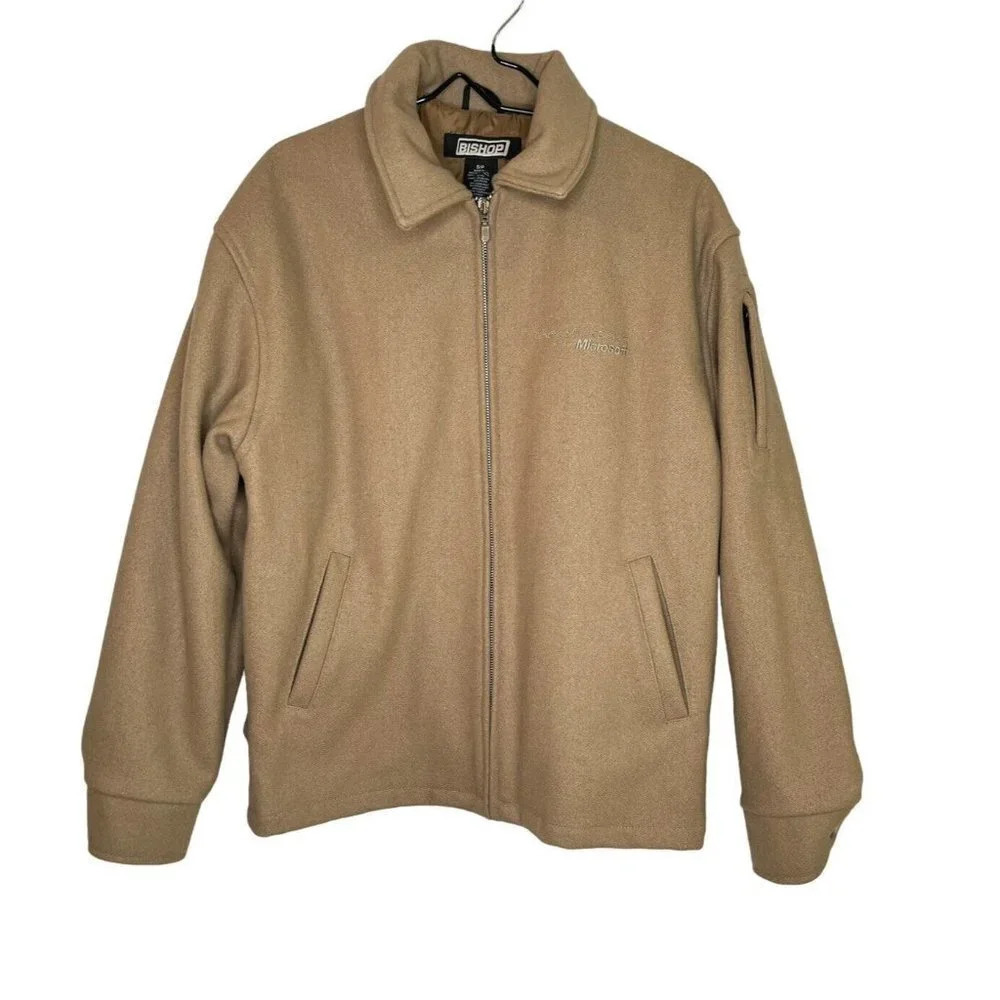 Microsoft Jacket Coat Mens Small Camel Tan Wool Blend Computer PC Software